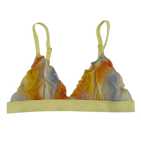 DIANE VON FURSTENBERG For Target Size M Bralette Yellow Lace Ruffles - Picture 1 of 11